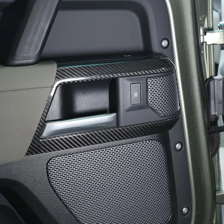 Car Craft Compatible With Range Land Rover Defender 90 110 130 L663 Lr129997 2020+ Car Interior Inner Pull Door Handle Trim Speaker Grill Cover Frame Trim Real Carbon Fiber