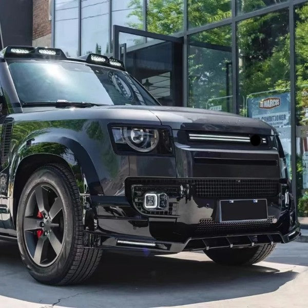 Car Craft Compatible With Land Range Rover Defender 90 110 130 2020-2026 L663 Front Bumper Lip Splitter Skirts Vent Kt Rock Design Ms Style 1 Led Glossy Black - CAR CRAFT INDIA
