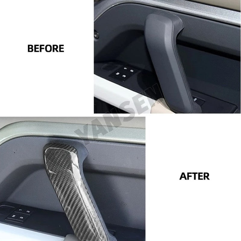 Car Craft Compatible With Range Land Rover Defender 90 110 130 L663 Lr129997 2020+ Car Interior Inner Pull Door Handle Trim Cover Real Carbon Fiber - CAR CRAFT INDIA