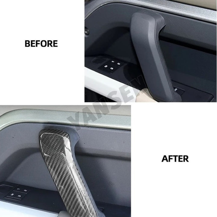 Car Craft Compatible With Range Land Rover Defender 90 110 130 L663 Lr129997 2020+ Car Interior Inner Pull Door Handle Trim Cover Carbon Fiber Look