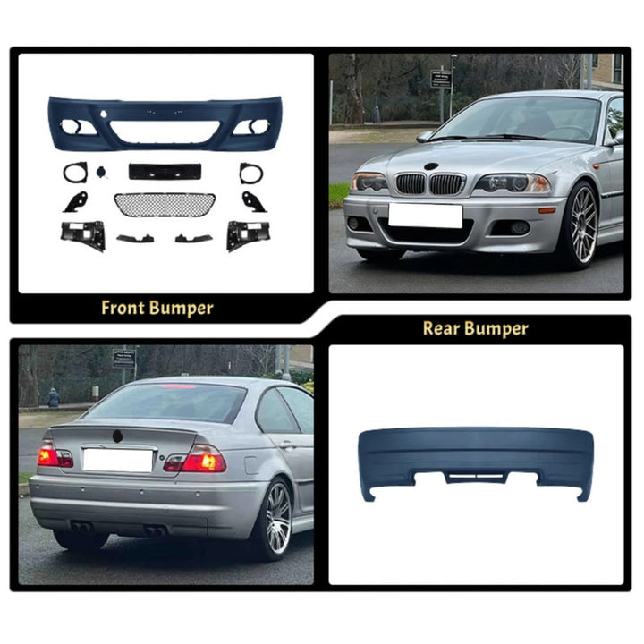 Car Craft Compatible With Bmw 3 Series E46 Sedan 1998-2004 Upgrade Facelift Convert To M3 M Sport Mt M Tech Front Bumper Bodykit Body Kit For 4 Door Car Gc E46-006