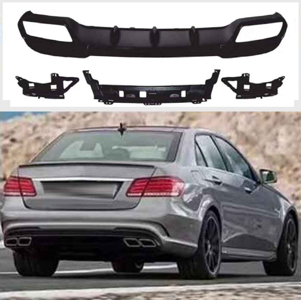 Car Craft Compatible With Mercedes Benz E Class W212 Lci 2014-2016 Amg Rear Bumper Upgrade Convert To E63 Amg After Rear Lip Diffuser Gc W212-009 Black CC-9710
