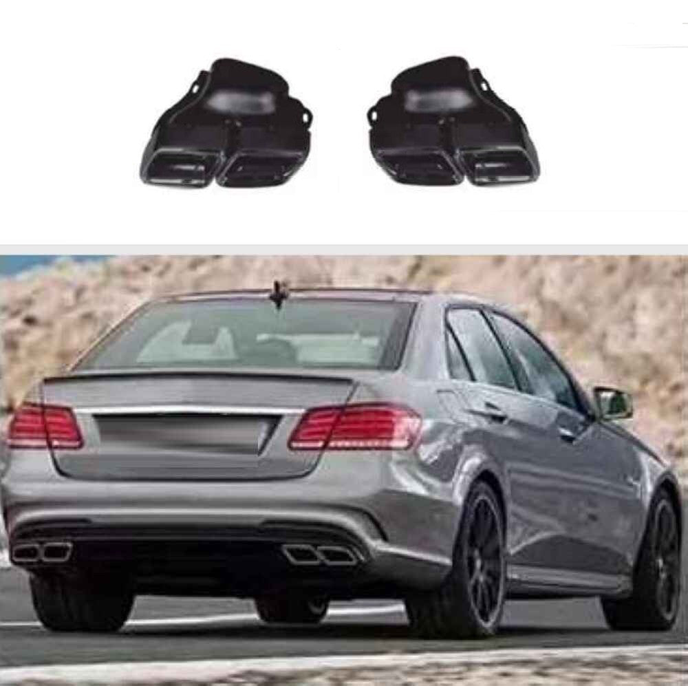 Car Craft Compatible With Mercedes Benz E Class W212 Lci 2014-2016 Amg Exhaust Tip Pipe Dual Silver Chrome Gc W212-011 Black CC-9712 - CAR CRAFT INDIA