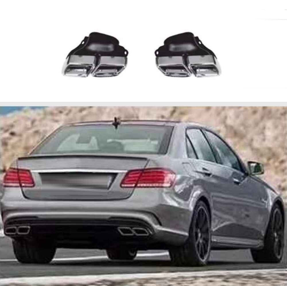 Car Craft Compatible With Mercedes Benz E Class W212 Lci 2014-2016 Amg Exhaust Tip Pipe Dual Silver Chrome Gc W212-010 Silver CC-9711 - CAR CRAFT INDIA