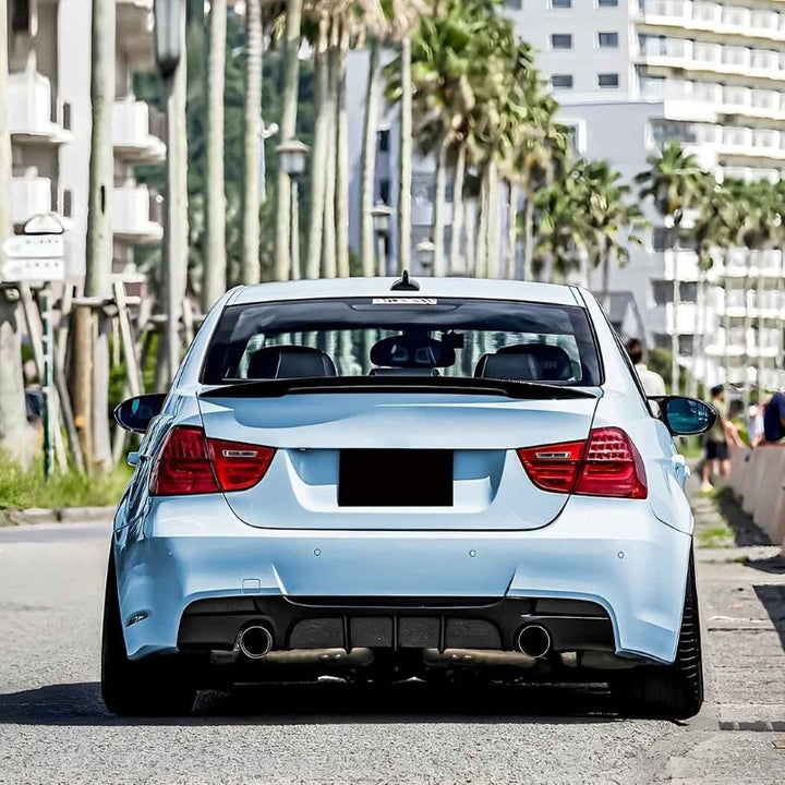 Car Craft Compatible With Bmw 3 Series E90 2008-2012 M Sport M3 M4 Rear Bumper Lip Splitter Diffuser Skirts With F1 Led Light 00- Carbon Fiber Look Zst-1286 00- Cf F1 Carbon Fiber Look - CAR CRAFT INDIA