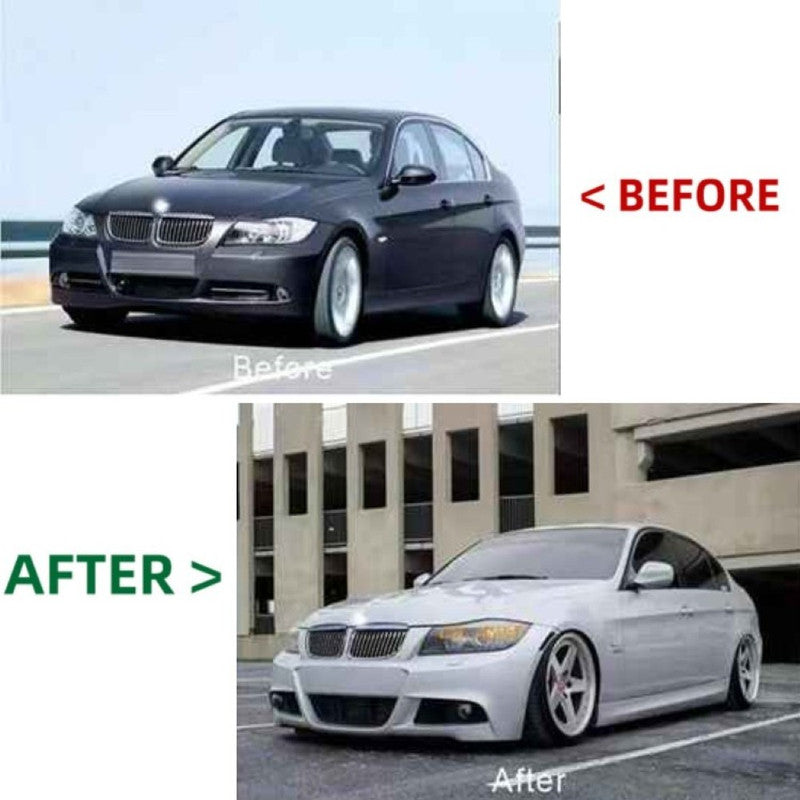 Car Craft Compatible With Bmw 3 Series E90 2005-2008 Front Bumper Upgrade Convert To M Sport Mt M Tech Bodykit Bumper With Fog Hole Mesh - CAR CRAFT INDIA
