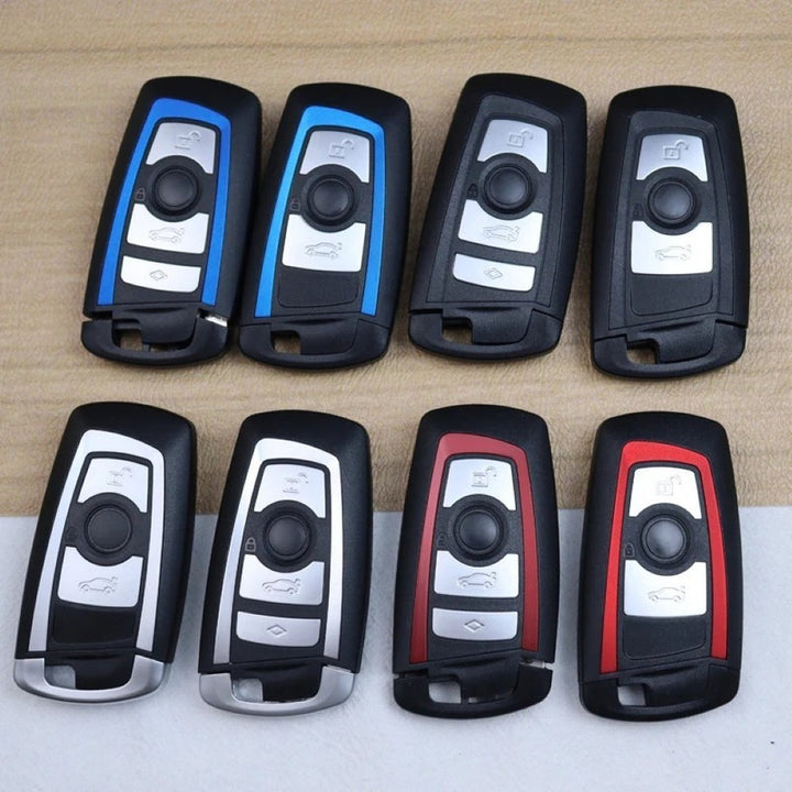 Car Craft Compatible With Bmw 1 2 3 4 5 6 7 X1 X3 X4 X5 X6 X7 Z4 Series Upgrade Key Cover Case To New Style Car Key Cover Shell With Blade 4 Button Silver Bm-ks- 34b