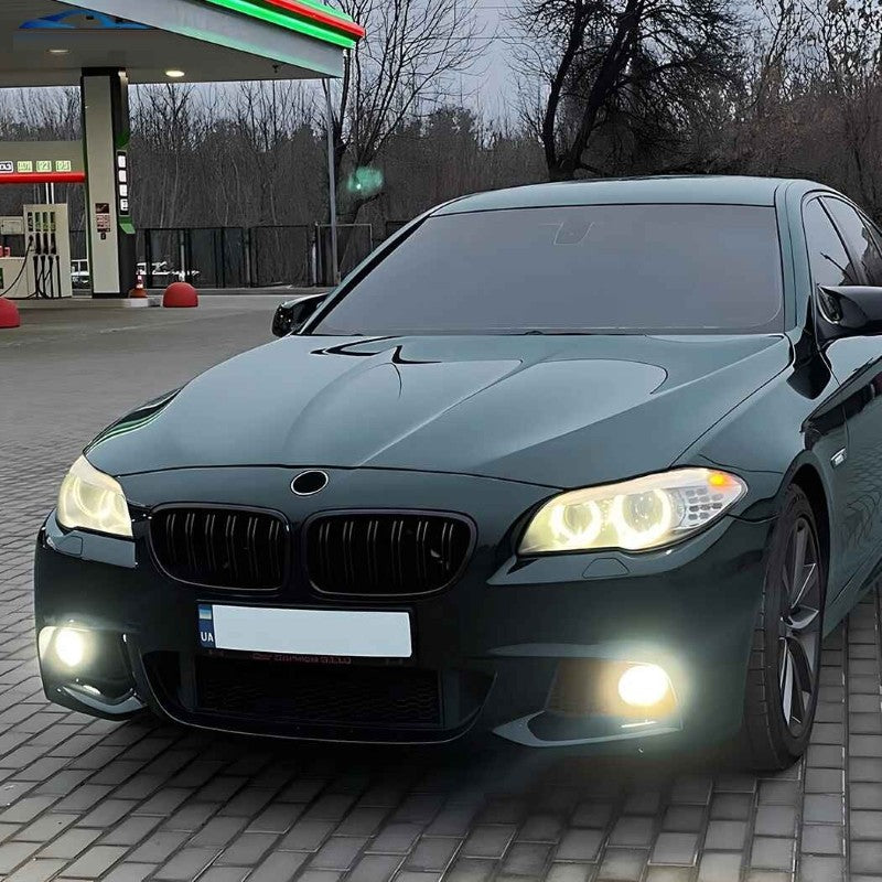 Car Craft Compatible With Bmw 5 Series F10 2010-2017 Front Bumper Show Mesh Grill Dual Line Bar Zst-1426 Dual Glossy Black - CAR CRAFT INDIA