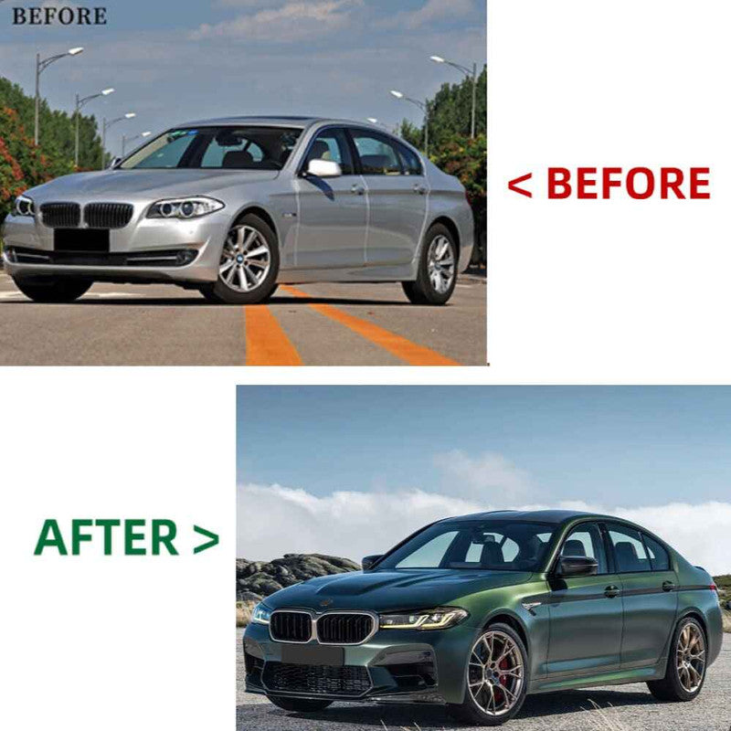 Car Craft Compatible With Bmw 5 Series F10 F18 2010-2017 To 2021+ G30 G38 F90 Lci M5 M Sports Csm5 Upgrade Facelift Conversion Cs Hood Fender Bodykit Bumper Yellow Drl Headlight CC-9720 - CAR CRAFT INDIA