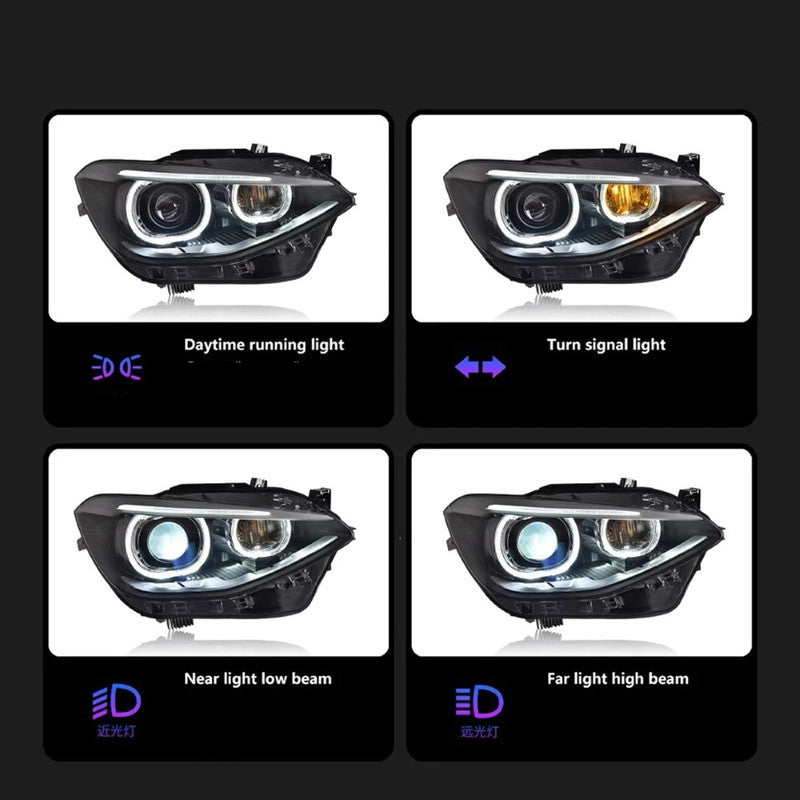 Car Craft Compatible With Bmw 1 Series F20 2011-2014 Car Front Upgraded Head Light Lamp Xenon Headlight Retrofit Upgrade Modified Led Drl Hid Led Lci Style For Helogen Car