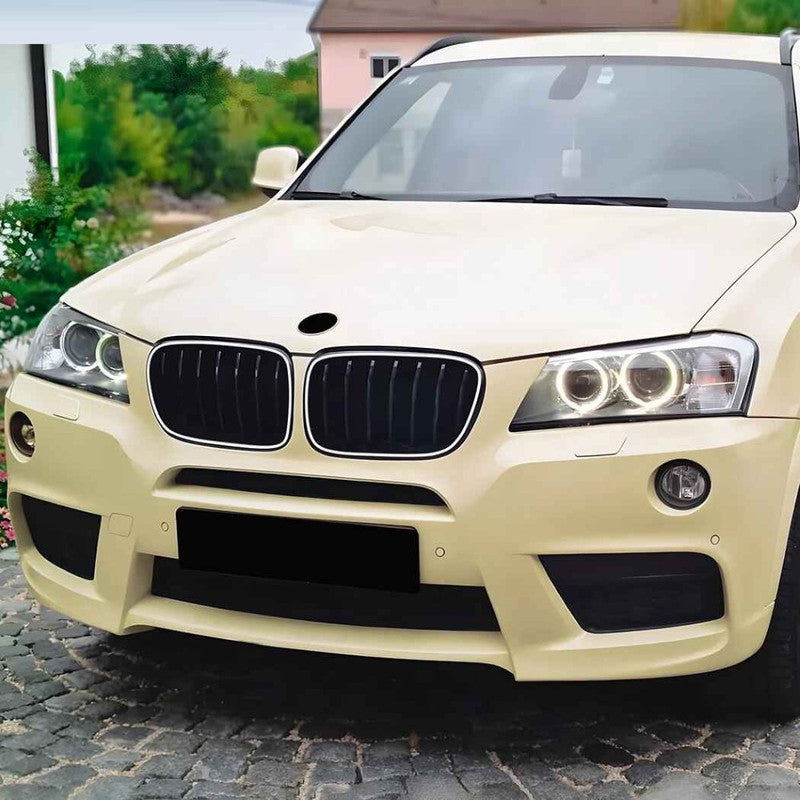 Car Craft Compatible With Bmw X3 F25 2011-2013 Front Bumper Show Gril Glossy Black Dual Line With Led Light