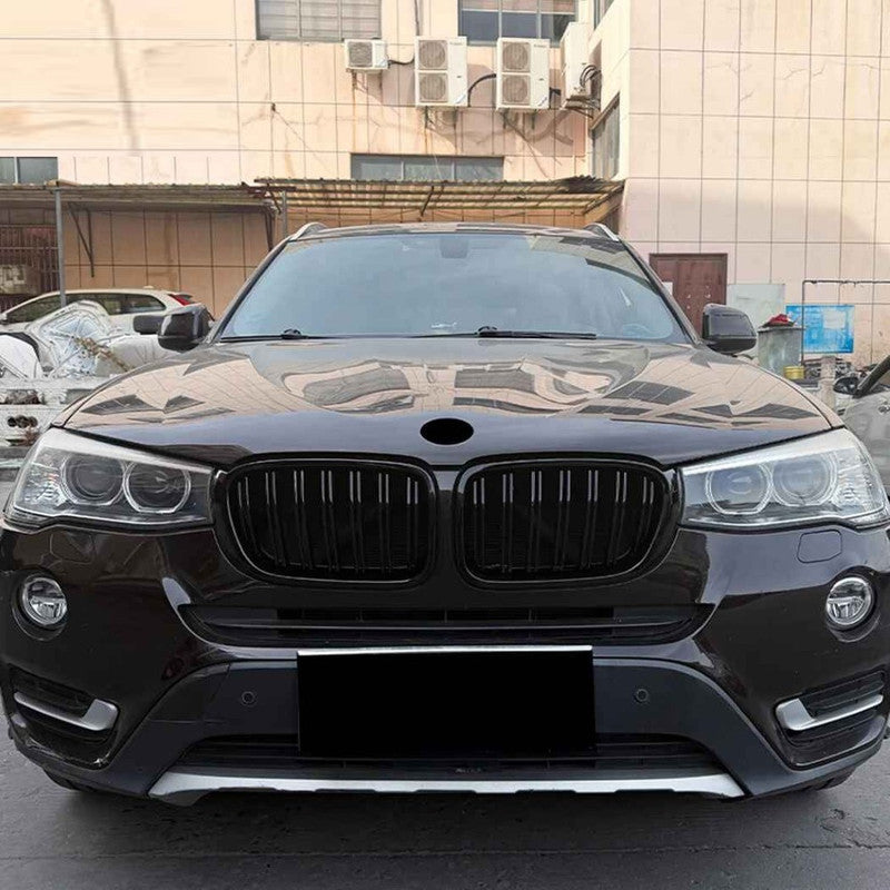 Car Craft Compatible With Bmw X3 F25 Lci 2014-2017 Front Bumper Show Gril Glossy Black Dual Line