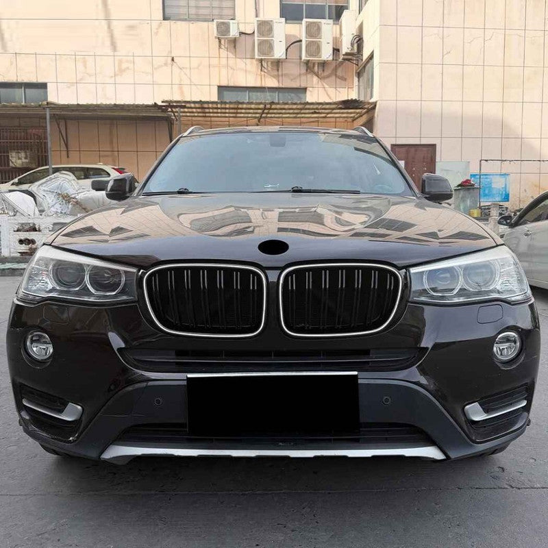 Car Craft Compatible With Bmw X3 F25 Lci 2014-2017 Front Bumper Show Gril Glossy Black Single Line With Led Light