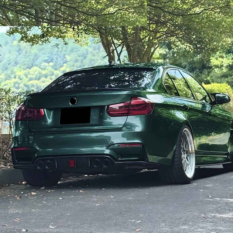 Car Craft Compatible With Bmw M3 M4 F80 F81 F82 F83 2014-2019 Rear Bumper After Lip Diffuser Trim Skirt F1 Style Led Zst-1302 Gb Led Glossy Black
