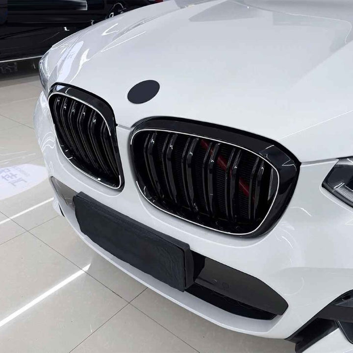 Car Craft Compatible With Bmw X3 G01 X4 G02 Pre-facelift 2018-2022 Front Bumper Illuminated Led Light Show Mesh Grill Double Line Bar Zst-1461 Dual Led Glossy Black - CAR CRAFT INDIA