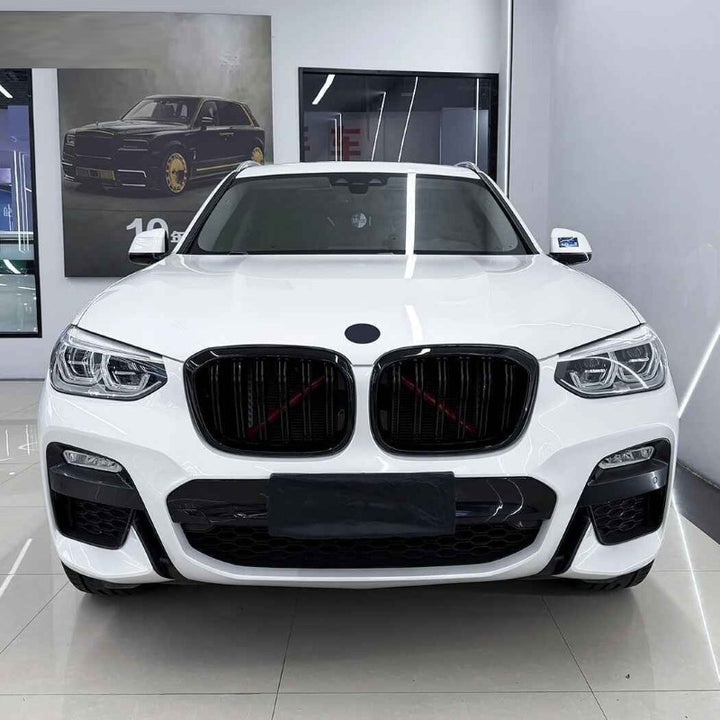 Car Craft Compatible With Bmw X3 G01 X4 G02 Pre-facelift 2018-2022 Front Bumper Show Mesh Grill Single Line Bar Zst-1461 Single Glossy Black - CAR CRAFT INDIA