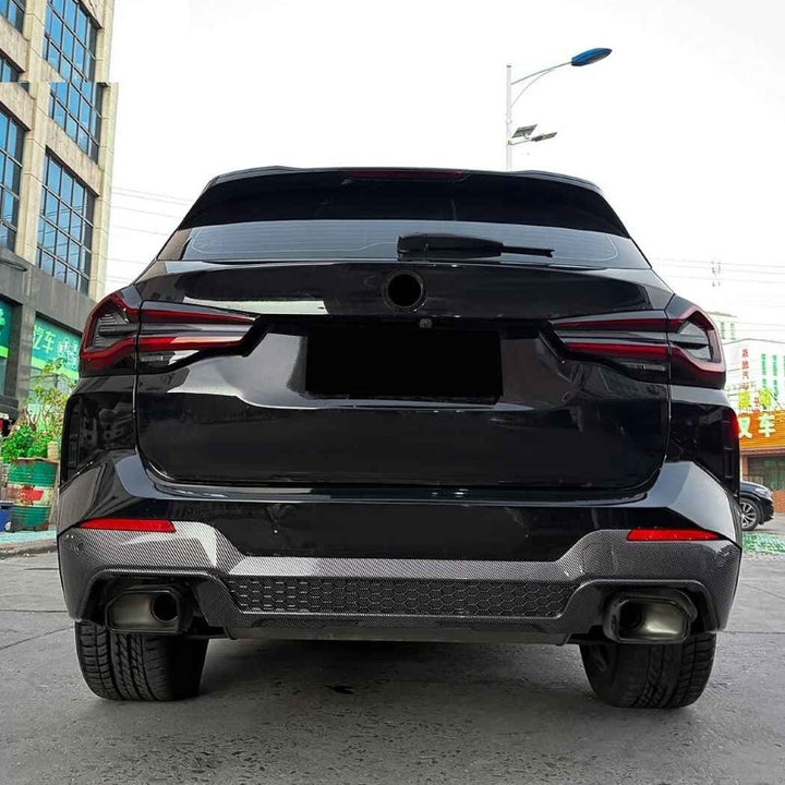 Car Craft Compatible With Bmw X3 G01 Lci 2022-2025 Rear M Sport Bumper Lip Splitter Skirts Diffuser Zst-1460 Cf Carbon Fiber Look - CAR CRAFT INDIA