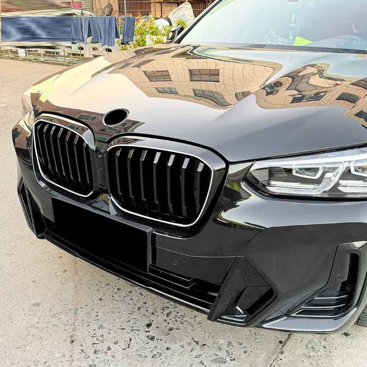 Car Craft Compatible With Bmw X3 G01 X4 G02 Lci 2022-2024 Front Bumper Illuminated Led Light Show Mesh Grill Single Line Bar Zst-1462 Single Led Glossy Black - CAR CRAFT INDIA