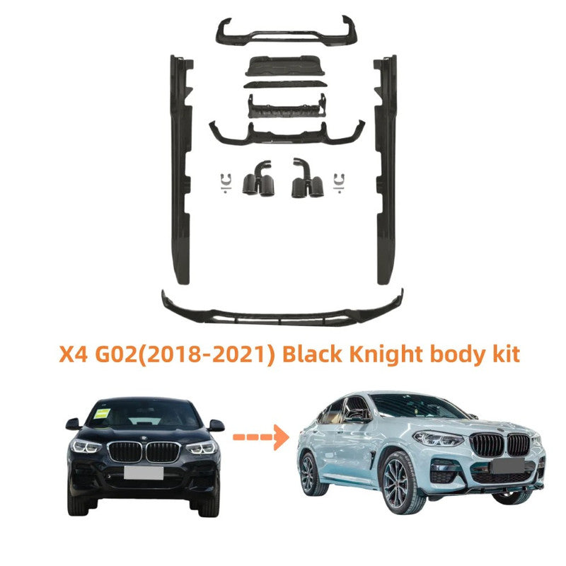 Car Craft Compatible With Bmw X4 G02 2018-2021 Upgrade Convert To Black Samurai Aero M Tech Mt Bodykit Body Kit Side Skirt Splitter Front Lip Diffuser Exhaust Pipe Tip 25i Gc G02 006