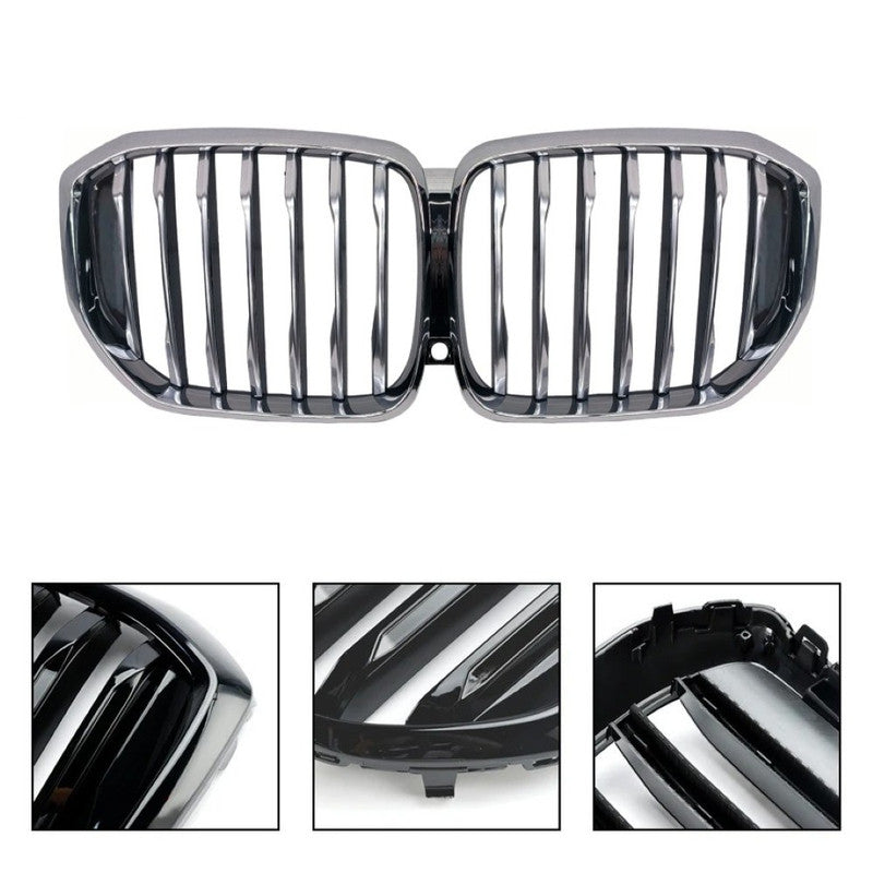 Car Craft Compatible With Bmw X5 G05 Lci 2023-2026 M Sport Mt M Tech Front Bumper Show Grill Single Silver Chrome Gc G05 G18 003