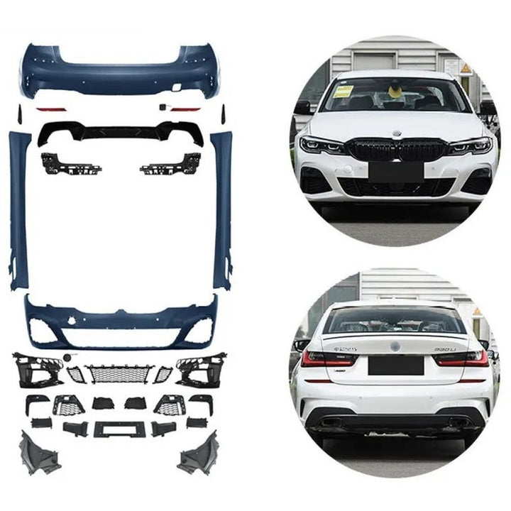 Car Craft Compatible With Bmw 3 Series G20 2019-2022 Upgrade Facelift Convert To M Performance M Sport M Tech M-tech Bodykit Bumper Body Kit Front Rear Bumper Assembly Side Skirt Splitter Diffuser Lip Gc G20/28-009