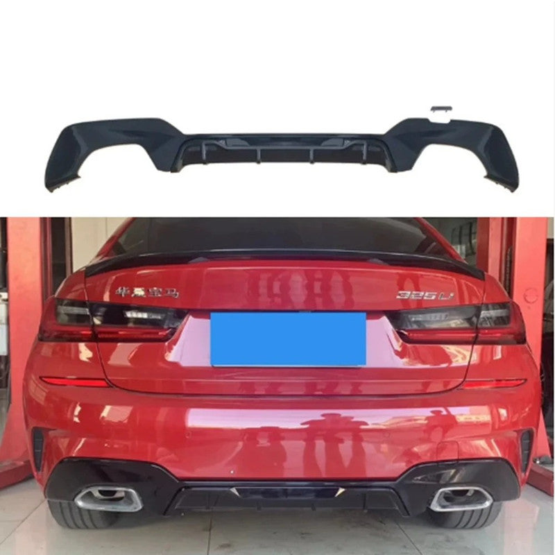 Car Craft Compatible With Bmw 3 Series G20 G28 2019-2022 M Sport M Performance Mp M Tech Bumper Rear After Lip Diffuser Skirt Trim Lip Square Gc G20/28-015 Gloss Black