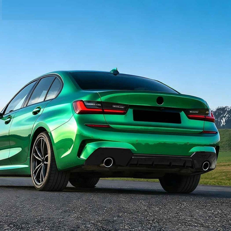 Car Craft Compatible With Bmw 3 Series G20 Pre-facelift M Sport 2019-2022 Rear After Bumper Lip Spliter Skirt Diffuser For Circle Exhaust 0-0 Carbon Fiber Look Zst-1544 Cf