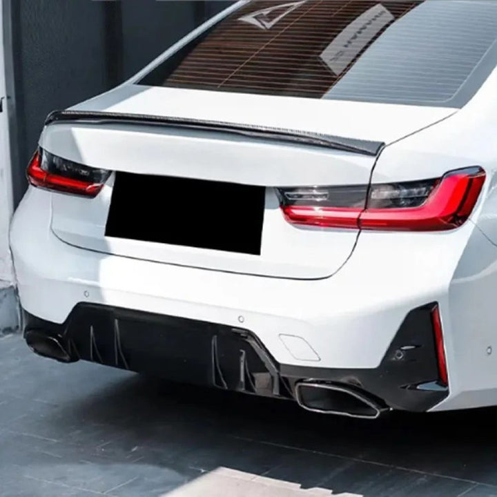 Car Craft Compatible With Bmw 3 Series G20 LCI 2023+ Upgrade Facelift Convert To M Performance M Sport M Tech M-tech Bodykit Rear After Bumper Lip Splitter Skirt Diffuser Gc G20-039 Cf Carbon Fiber Look