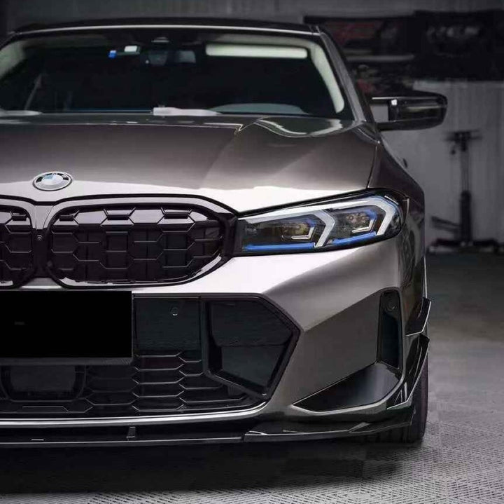Car Craft Compatible With Bmw 3 Series G20 G28 Lci 2023-2026 M Sport M340i Front Bumper Lip Splitter Skirts Trim Canards Air Knife V Ten Vten Style - CAR CRAFT INDIA