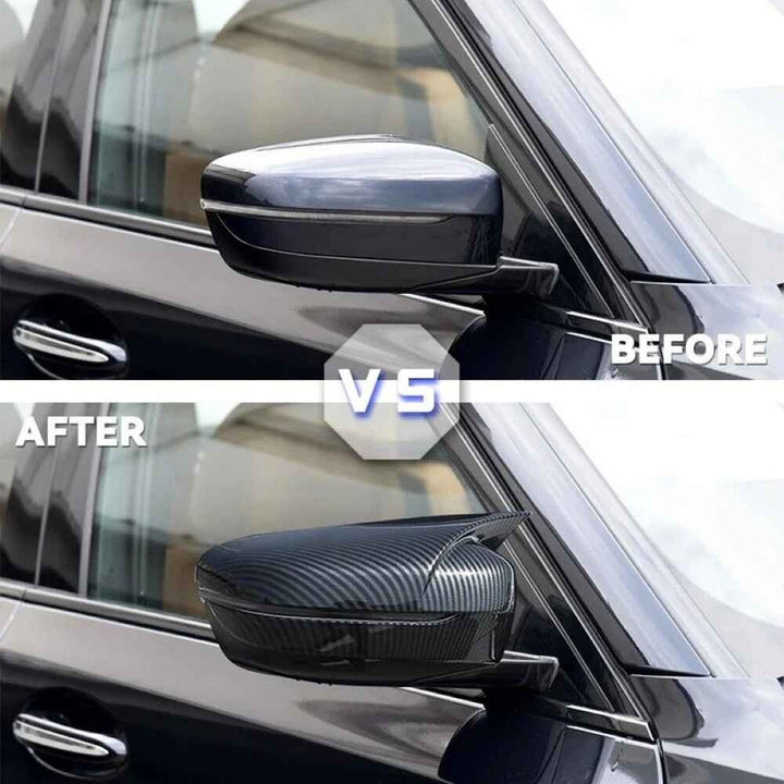 Car Craft Compatible With Bmw 3 4 5 7 8 Series G20 G28 G22 G11 G12 G30 G38 2018-2025 Side Rear View Case Wing Cap Shell Housing Mirror Covers 3m Tape Pasting Style Carbon Fiber Look CC-11553 - CAR CRAFT INDIA