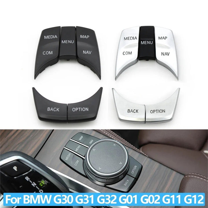 Car Craft Compatible With Bmw 5 Series G30 2017-2022 6 Series Gt G32 2017-2024 7 Series G11 G12 2016-2022 X3 X4 G01 G02 2016-2021 Central Console Cic Idrive Multimedia Control Button Cover Trim 65829117992-q5 Model B Silver Chrome - CAR CRAFT INDIA