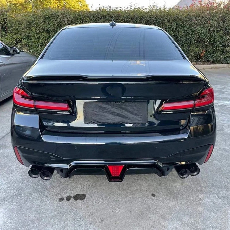 Car Craft Compatible With Bmw 5 Series G30 G38 F90 2018-2023 M Sport M5 Rear Bumper Lip Diffuser Skirt F1 M5 Style With Led Light G30/38-040/041 Gloss Black