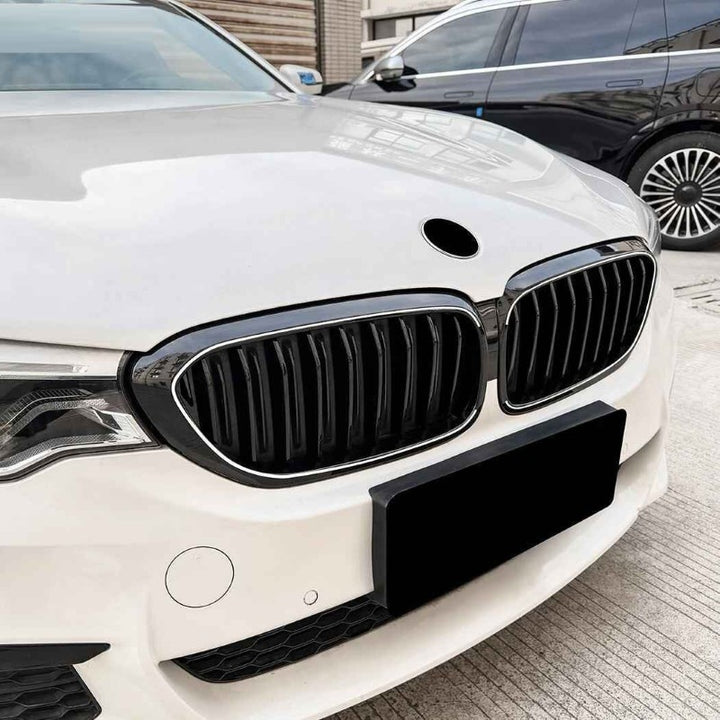 Car Craft Compatible With Bmw 5 Series G30 2017-2020 Front Bumper Show Mesh Grill Single Line Bar Illuminated Led Light Zst-1463 Led Single Glossy Black - CAR CRAFT INDIA