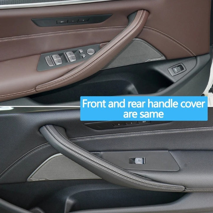 Car Craft Compatible With Bmw 5 Series G30 F90 2018-2024 Interior Door Pull Handle Leather Outer Cover 51419212636r Moka Right - CAR CRAFT INDIA