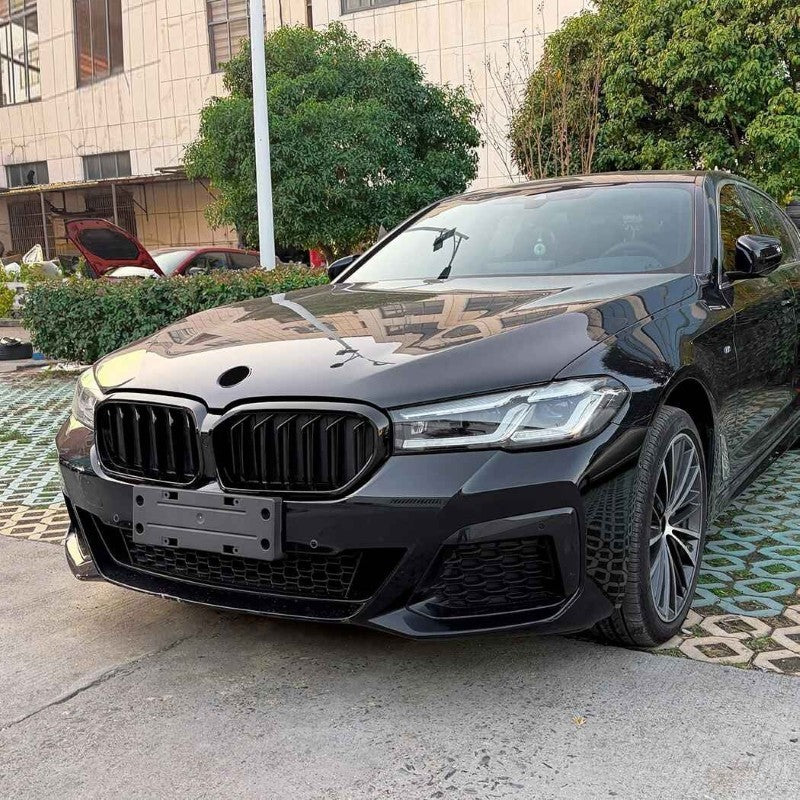 Car Craft Compatible With Bmw 5 Series G30 Lci 2021-2024 Front Bumper Show Mesh Grill Dual Line Bar Zst-1464 Dual Glossy Black - CAR CRAFT INDIA