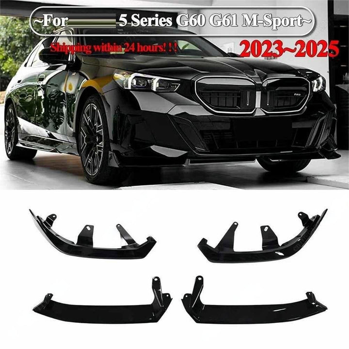 Car Craft Compatible With Bmw 5 Series G60 2024+ M Sprot M Performance Mp Front Bumper Lip Splitter Skirts Glossy Black G60/68-007/008 Gb Gc