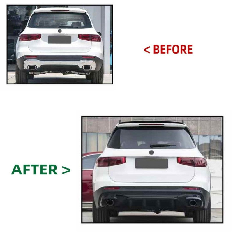 Car Craft Compatible With Mercedes Benz Glb W247 X247 2020-2024 Upgrade Convert To Glb35 Amg Bodykit Rear Bumper After Lip Diffuser Skirt With Exhaust Pipe Tip Black Gc X247-007 Gc X247-009