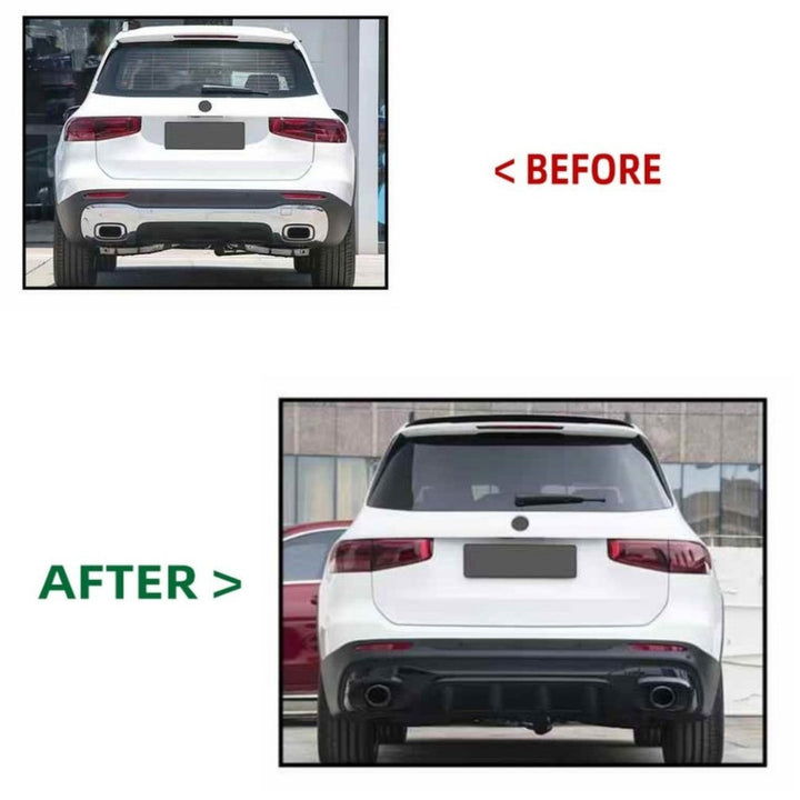 Car Craft Compatible With Mercedes Benz Glb W247 X247 2020-2024 Upgrade Convert To Glb35 Amg Bodykit Rear Bumper After Lip Diffuser Skirt With Exhaust Pipe Tip Silver Gc X247-007 Gc X247-008