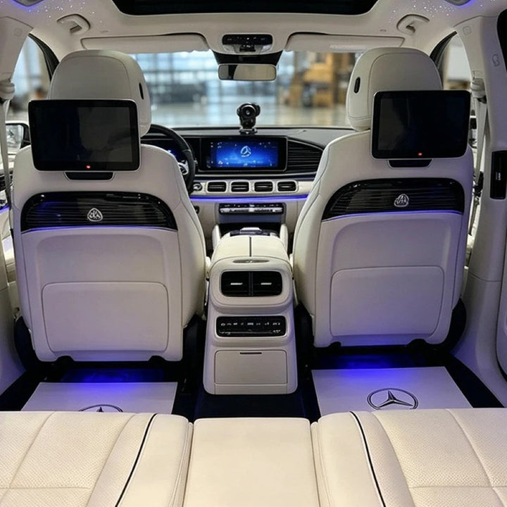 Car Craft Compatible With Mercedes Benz Gle Gls W167 X167 2019-2026 Front Rear Seatr Folding Table, Seat Back Table, Wireless Charging Cup Holder Ambient Light Pocket Tray Maybach Style Black