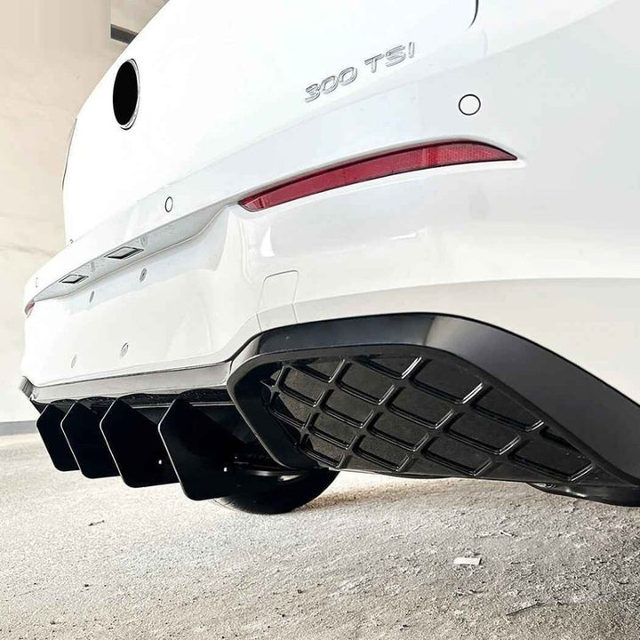 Car Craft Compatible With Volkswagen Vw Golf Mk8.5 Gti 2024+ Gti Rline Rear After Bumper Lip Splitter Skirts Diffuser Zst Carbon Fiber Look - CAR CRAFT INDIA