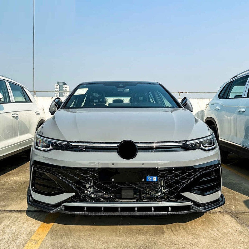 Car Craft Compatible With Volkswagen Vw Golf Mk8.5 Gti 2024+ Gti Rline Front Bumper Lip Splitter Skirts Zst-1189 Cf Carbon Fiber Look - CAR CRAFT INDIA