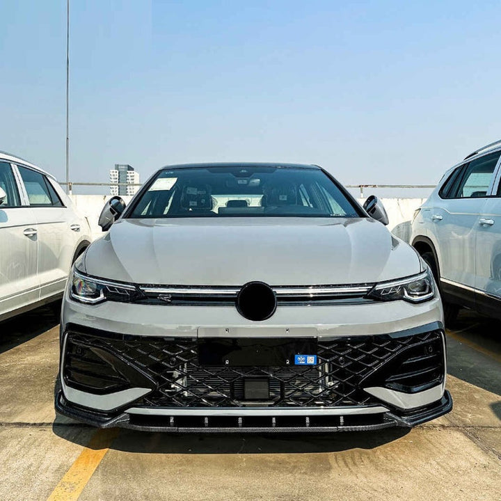 Car Craft Compatible With Volkswagen Vw Golf Mk8.5 Gti 2024+ Gti Rline Front Bumper Lip Splitter Skirts Zst-1189 Cf Carbon Fiber Look - CAR CRAFT INDIA