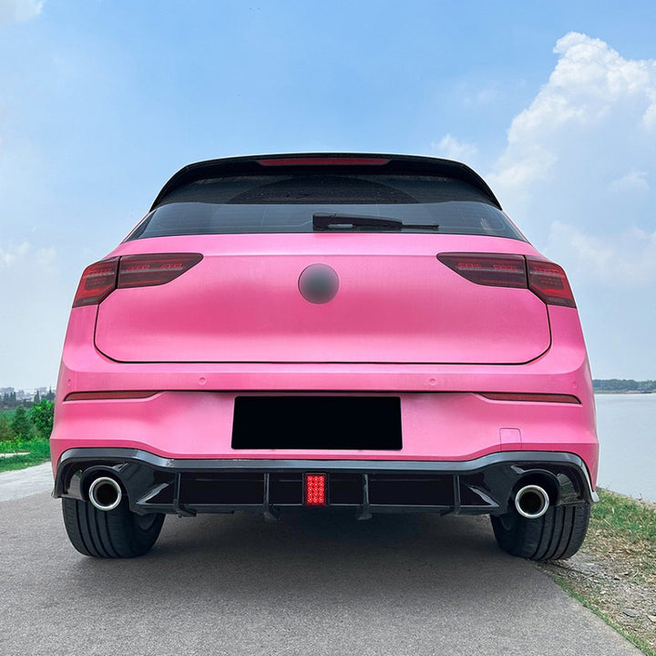Car Craft Compatible With Volkswagen Vw Golf 8 2020-2026 Gti R Line Bumper Rear After Lip Diffuser  Trim Skirt F1 Style Led   Zst-535 Gb Usa CC-10950
