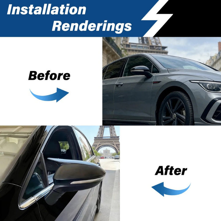 Car Craft Compatible With Vw Volkswagen Golf Gti 8 8.5 2020-2026 Side Rear View Case Wing Cap Shell Housing Mirror Covers 3m Tape Pasting Style Glossy Black