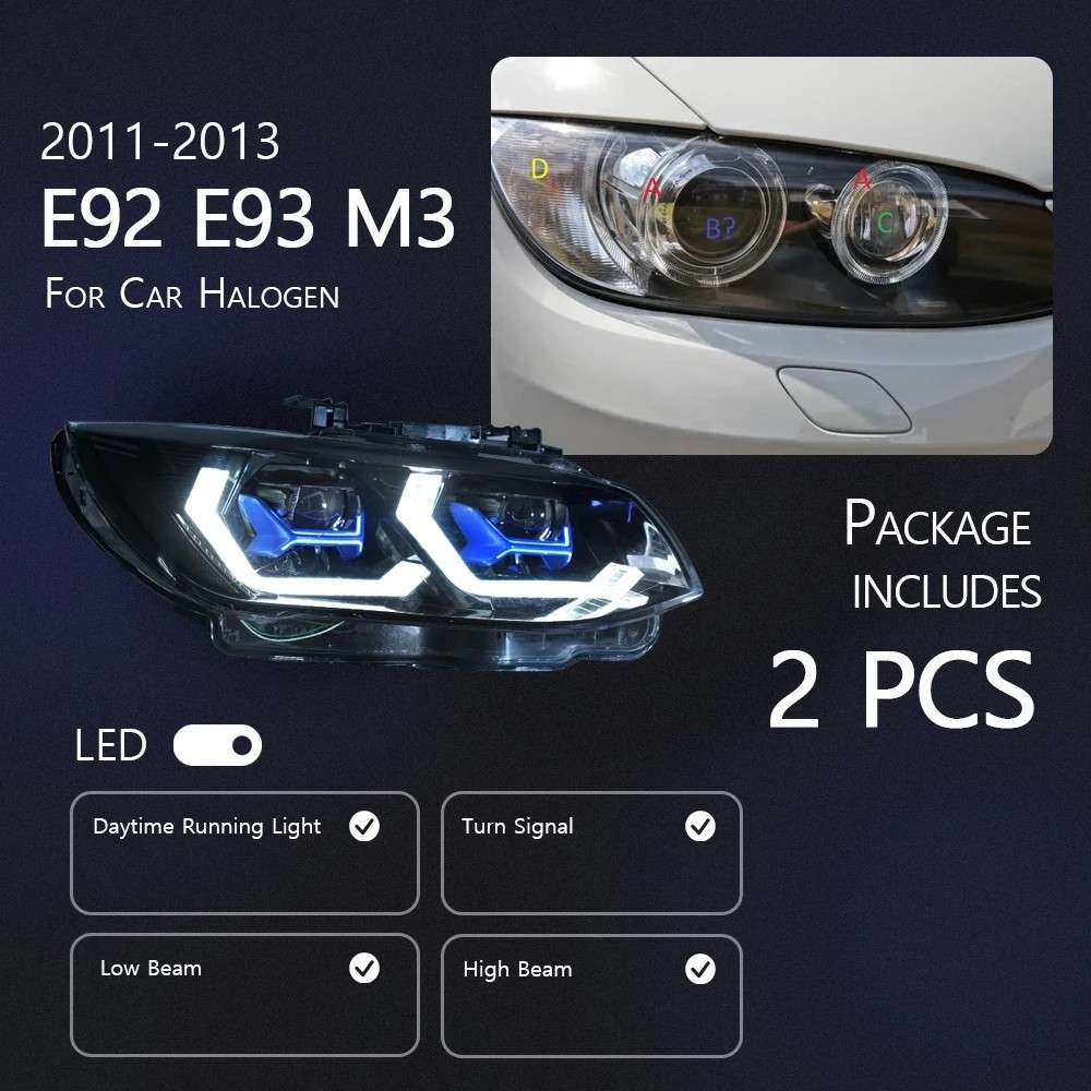 Car Craft Compatible With Bmw 3 Series M3 E92 E93 Lci 2010-2012 Car Front Upgraded Head Light Lamp Xenon Headlight Retrofit Upgrade Modified Led Drl Hid For Helogen Car CC-8457 - CAR CRAFT INDIA