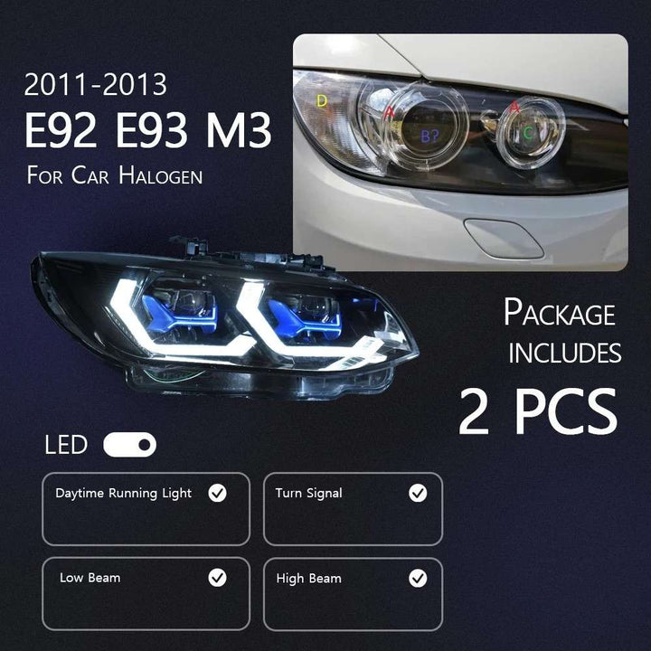 Car Craft Compatible With Bmw 3 Series M3 E92 E93 Lci 2010-2012 Car Front Upgraded Head Light Lamp Xenon Headlight Retrofit Upgrade Modified Led Drl Hid For Helogen Car CC-8457 - CAR CRAFT INDIA
