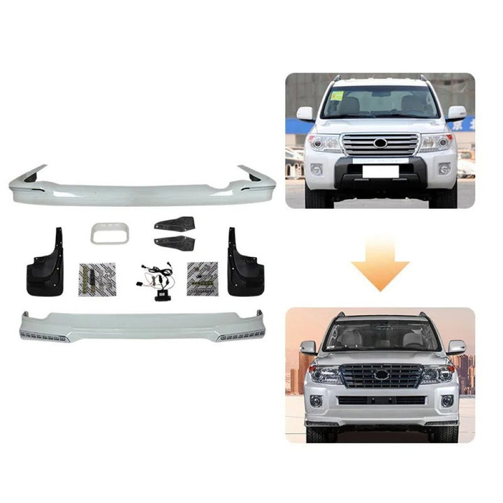 Car Craft Compatible With Toyota Land Cruiser Lc200 2008-2015 Upgrade Facelift Convert Bodykit Front Rear Bumper Lip Side Trim Grill Skirt Splitter Trim With Led Light F006