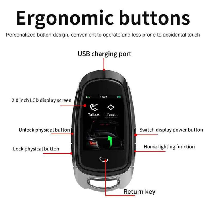 Car Craft Compatible With Audi Bmw Mercedes Jaguar Range Rover Porsche Volkswagen Skoda Volvo Nissan Jeep Maruti Toyota Hyndai Bentley Ferrari Lamborghini Mini Cooper Lcd Led Smart Keyless Key Sk05 Silver