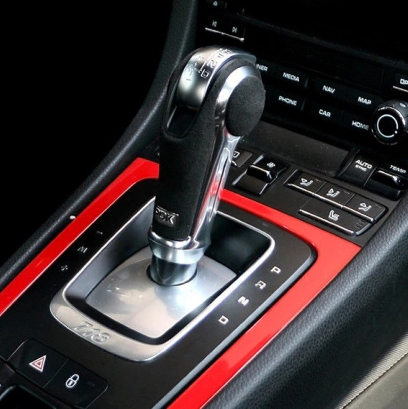 Car Craft Compatible With Porsche Panamera 2010-2016 Macan 2014-2021 718 2016-2024 911 2008-2017 Boxster 2008-2017 Cayman 2009-2016 Gear Shift Head Knob Level Handle Stick Shifter Leather Red