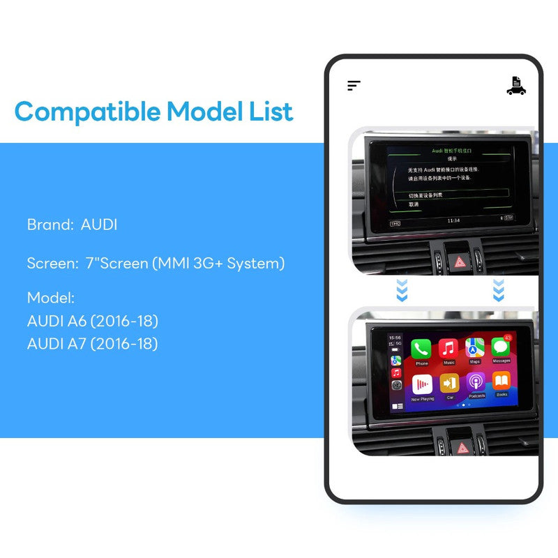 Car Craft Compatible With Audi A6 2016-2018 A7 2016-2018 Upgrade To Wireless Apple Carplay Android Auto Adapter Carplay Box With Screeen Mirror Link Google Maps Mmi 3g+ - CAR CRAFT INDIA